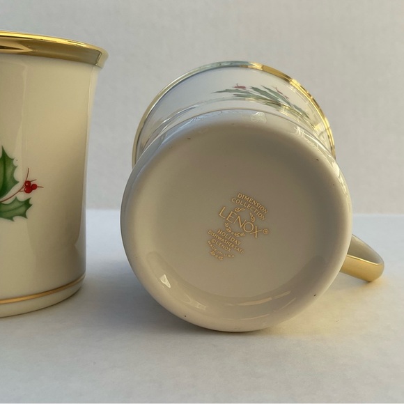 Lenox Holiday Dimensions Fine Porcelain Tea Coffee Cups 2 Dishwasher Safe USA - Picture 4 of 9